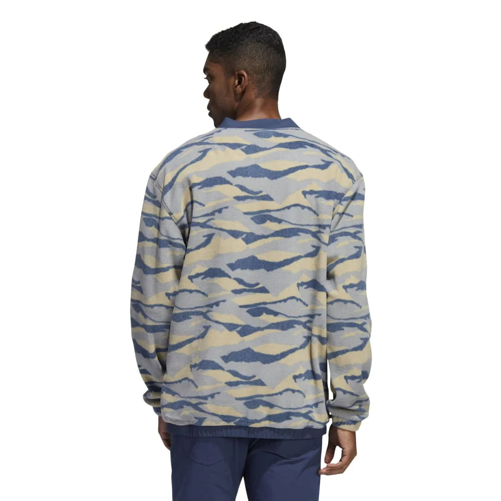 adidas Texture Print Crew Neck Golf Pullover HF6525 - Image 5