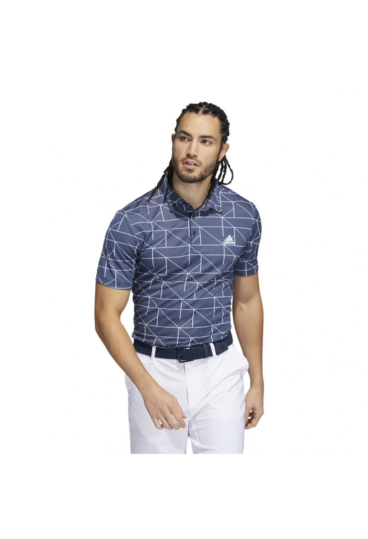 adidas Jacquard Lines Primegreen Golf Shirt HC5576 - Image 6