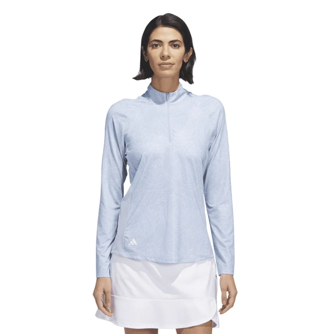 adidas Ladies Essentials Long Sleeve Printed Golf Polo Shirt HY7175 - Image 2
