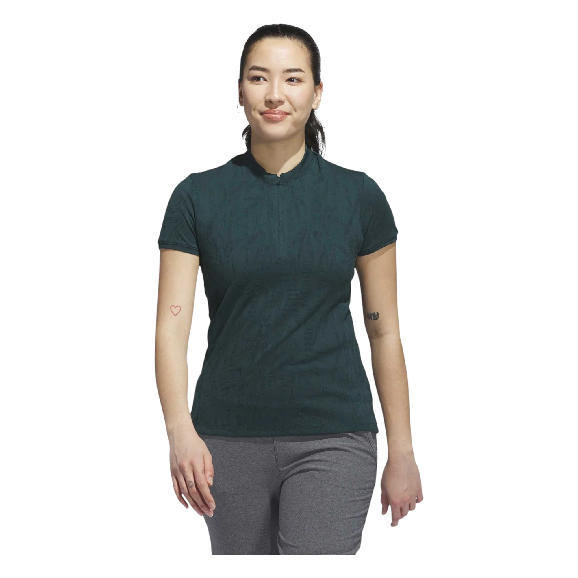 adidas Ladies Go-To Jacquard Short Sleeve Golf Polo Shirt JN8415 - Image 2