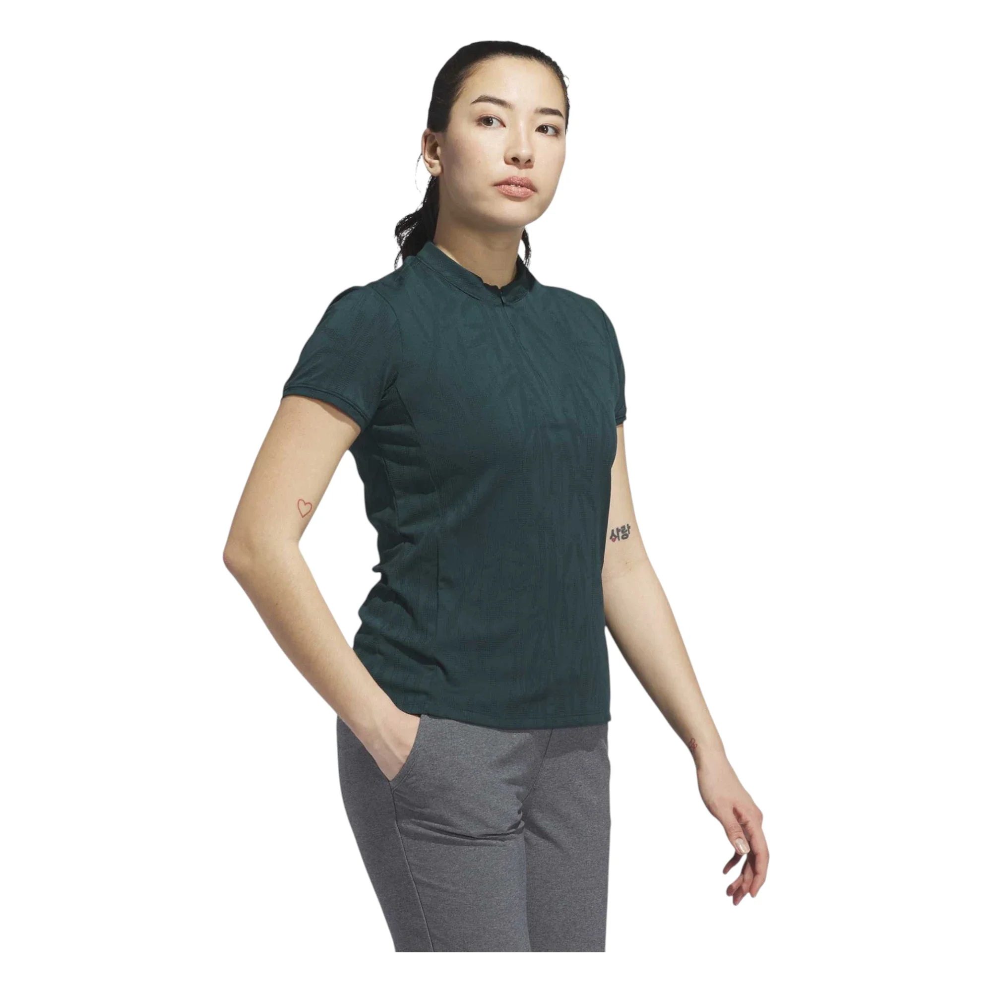 adidas Ladies Go-To Jacquard Short Sleeve Golf Polo Shirt JN8415 - Image 4