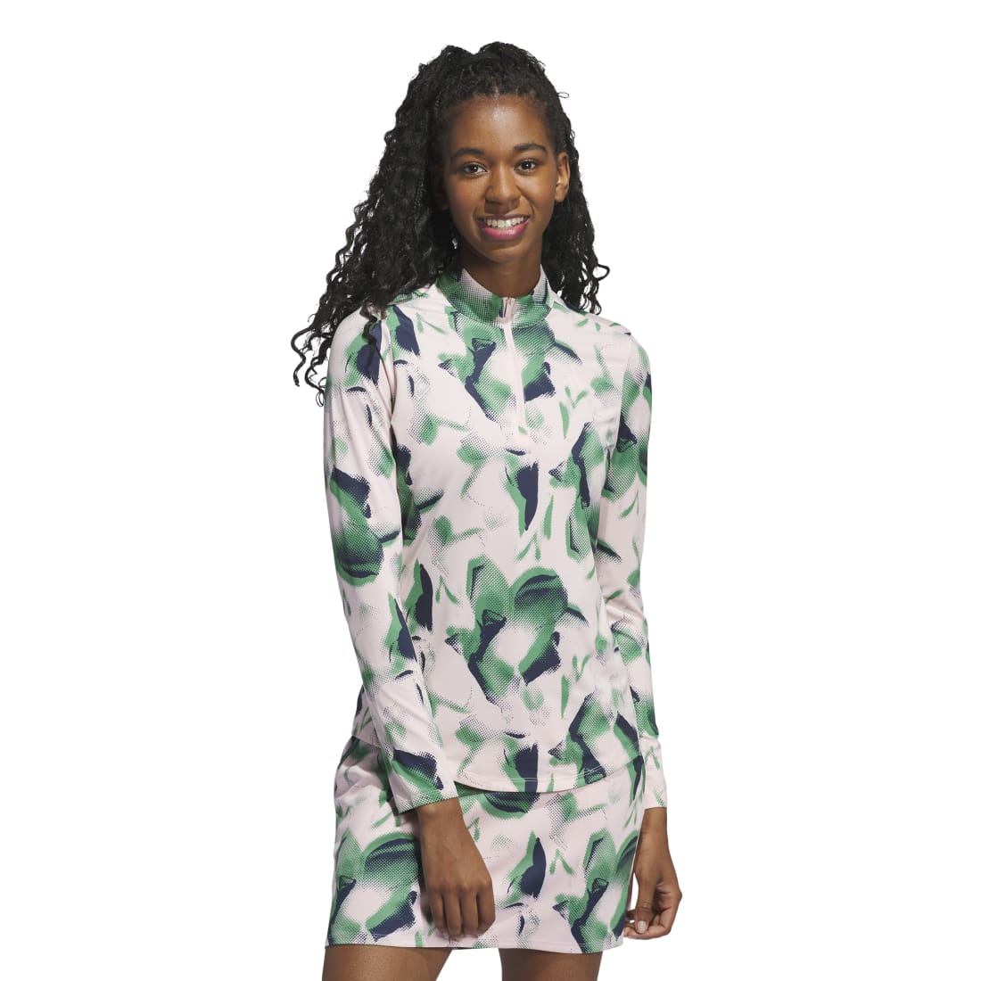 adidas Ladies Ultimate365 Printed 1/4 Zip Mid Layer IS9729 - Image 2