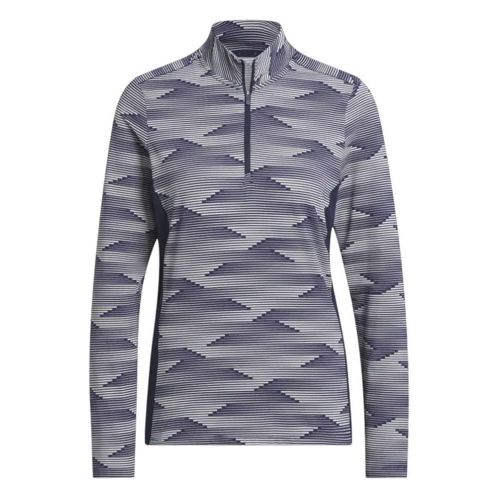adidas Ladies Ultimate365 Printed Quarter-Zip Mock Golf Polo Shirt IM7886