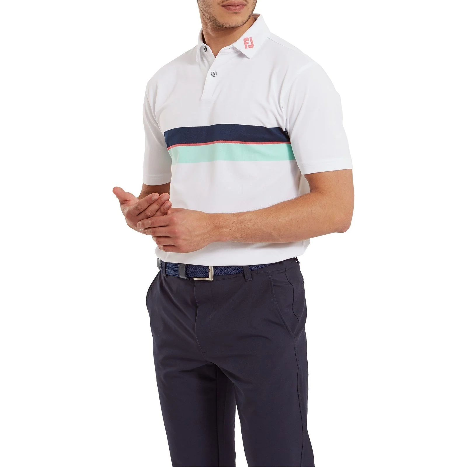 FootJoy Double Chest Band Pique Golf Polo Shirt 81572 - Image 4