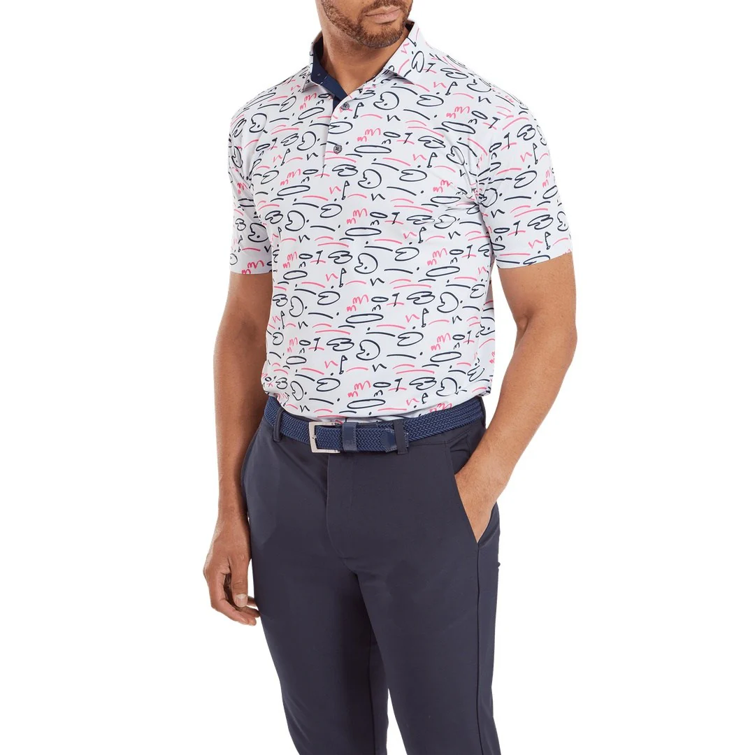 FootJoy Golf Course Doodle Pique Golf Polo Shirt 81582 - Image 2