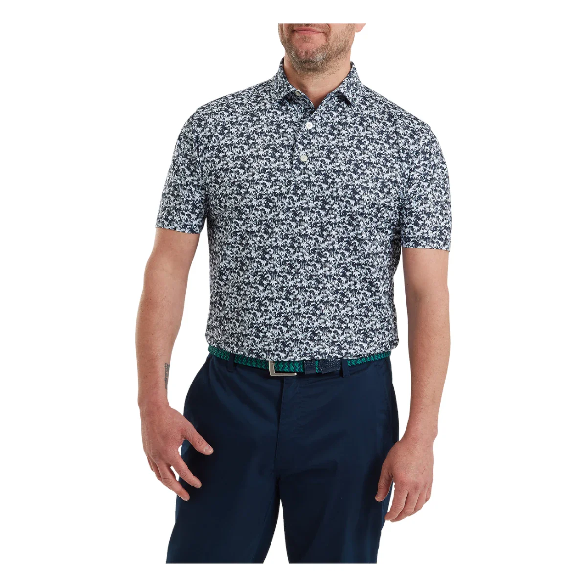 Footjoy Hidden Palm Print Lisle Golf Polo Shirt 39242 - Image 3