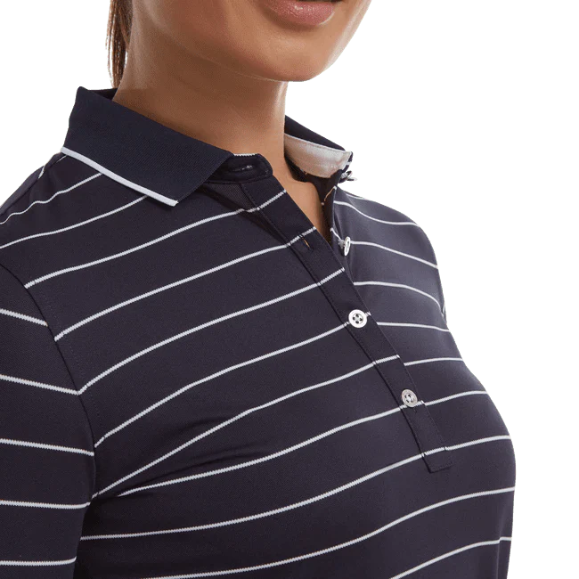 FootJoy Ladies 3/4 Sleeve Pinstripe Pique Golf Polo Shirt 88460 - Image 4