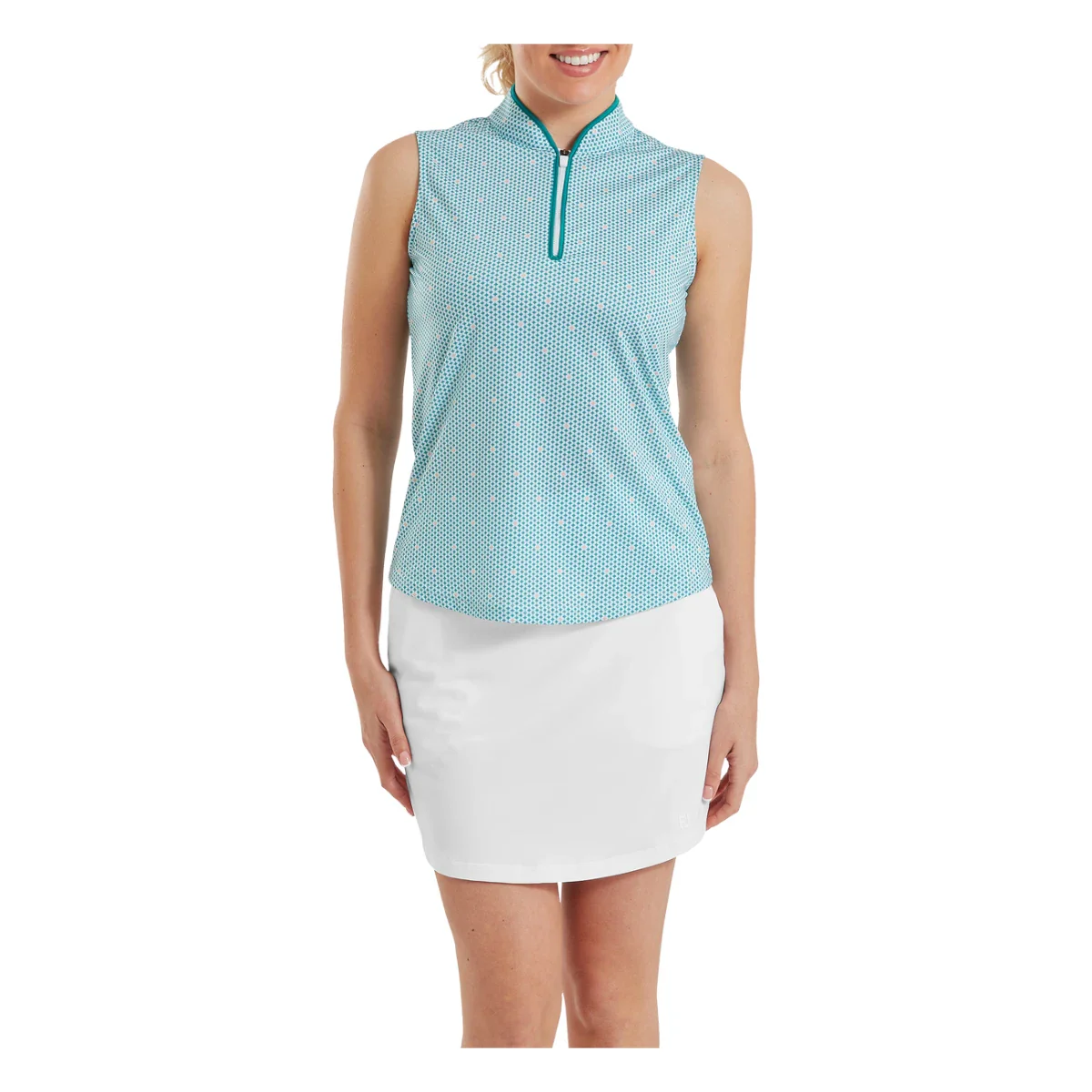FootJoy Ladies Zip Tank Print Golf Polo Shirt 39364 - Image 2
