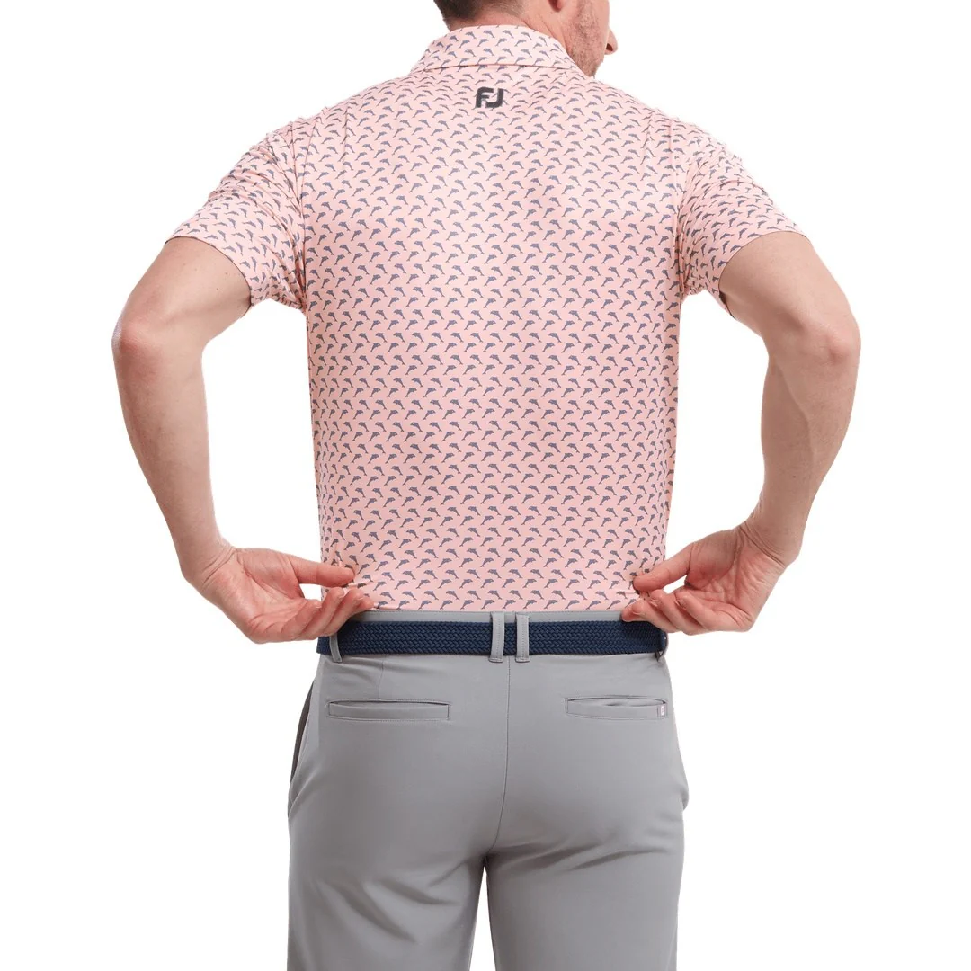 FootJoy Leaping Dolphins Print Lisle Golf Shirt 88352 - Image 4