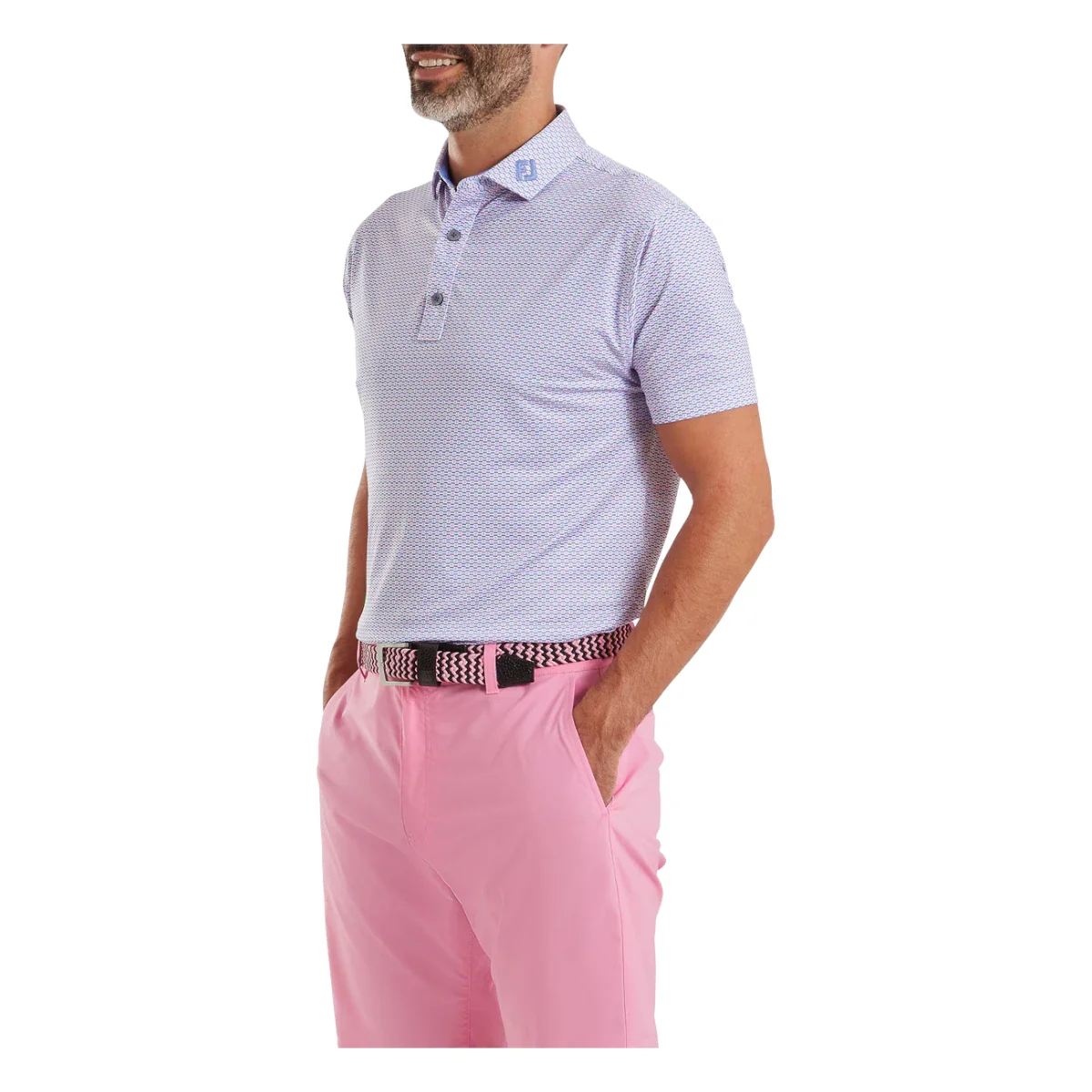 FootJoy Nautical Flag Print Lisle Golf Polo Shirt 39262 - Image 3