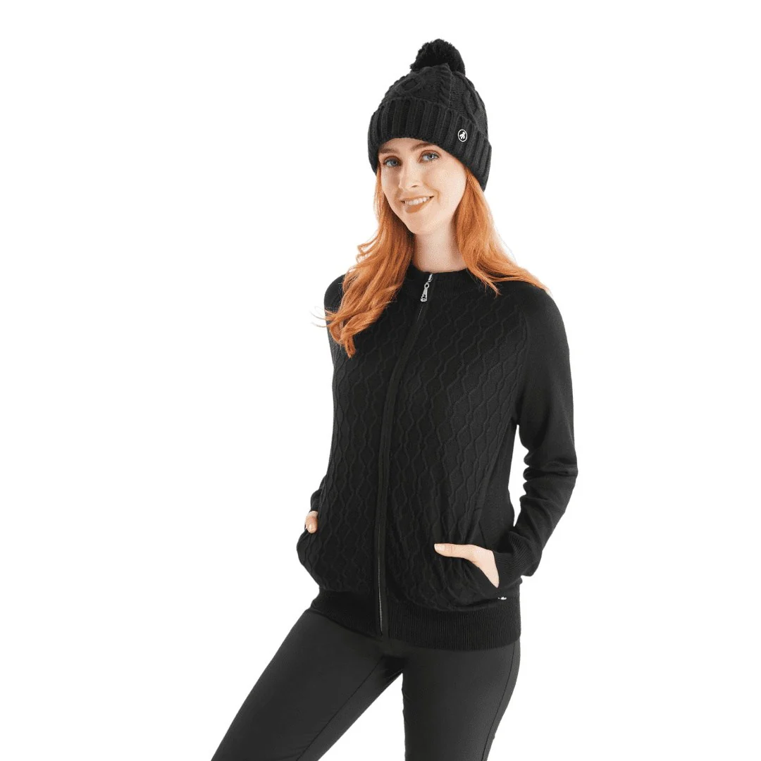 Green Lamb Ladies Krista Fleece Lined Cable Golf Hat AG23998 - Image 2