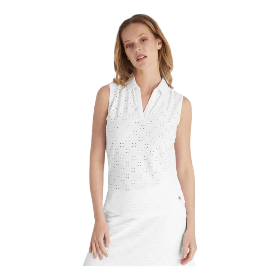 Green Lamb Ladies Naja Broderie Anglaise S/L Golf Shirt SG24015 - Image 2