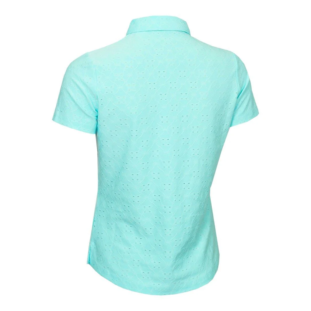 Green Lamb Ladies Naja Broderie Anglaise Golf Polo Shirt SG24014 - Image 2