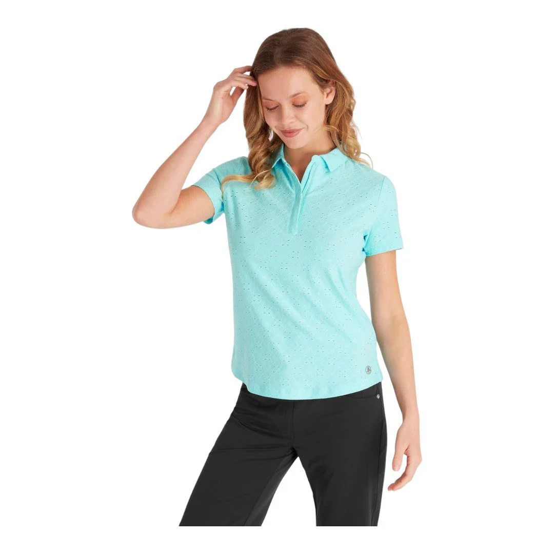 Green Lamb Ladies Naja Broderie Anglaise Golf Polo Shirt SG24014 - Image 3