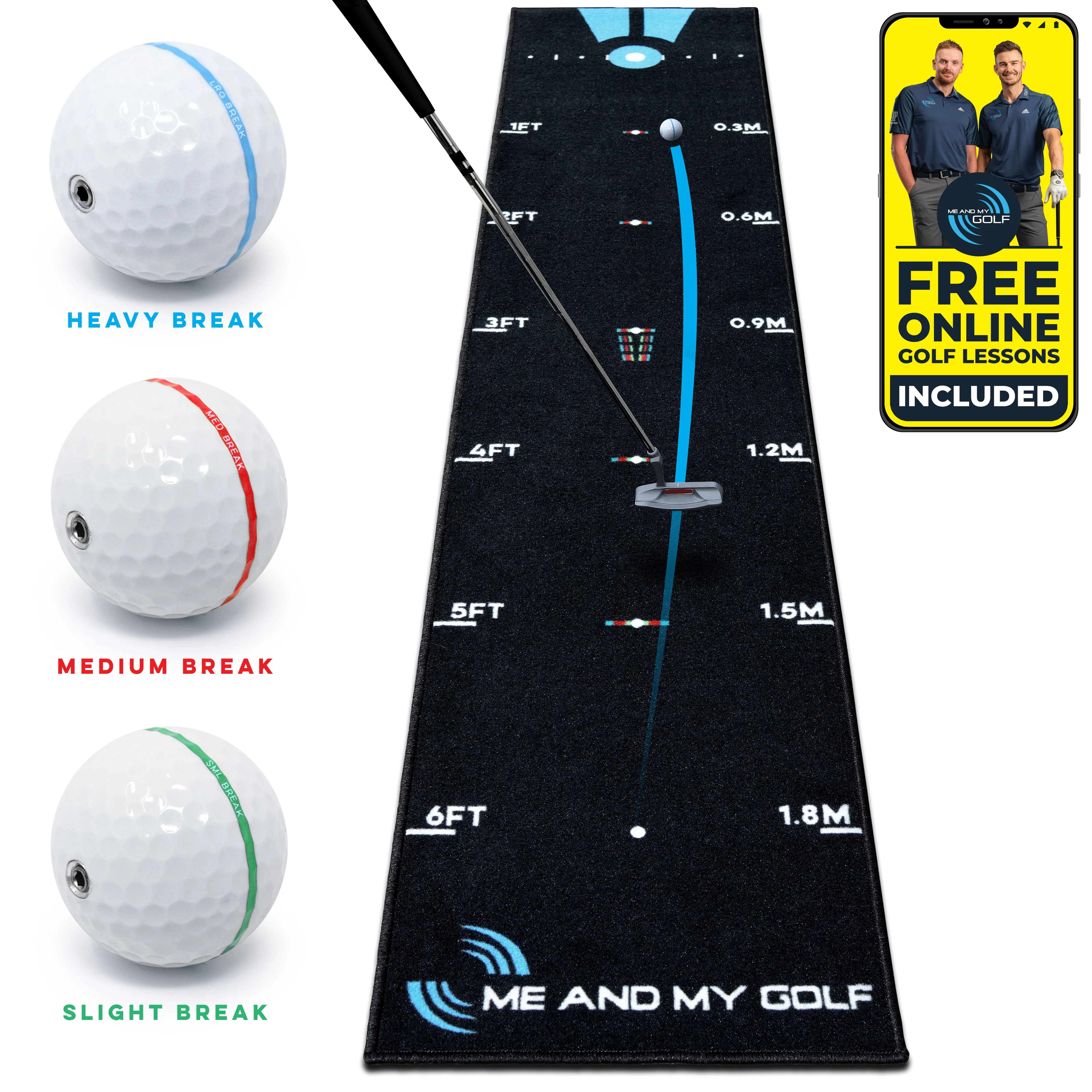 Me and My Golf Breaking Ball 7.5ft Putting Mat