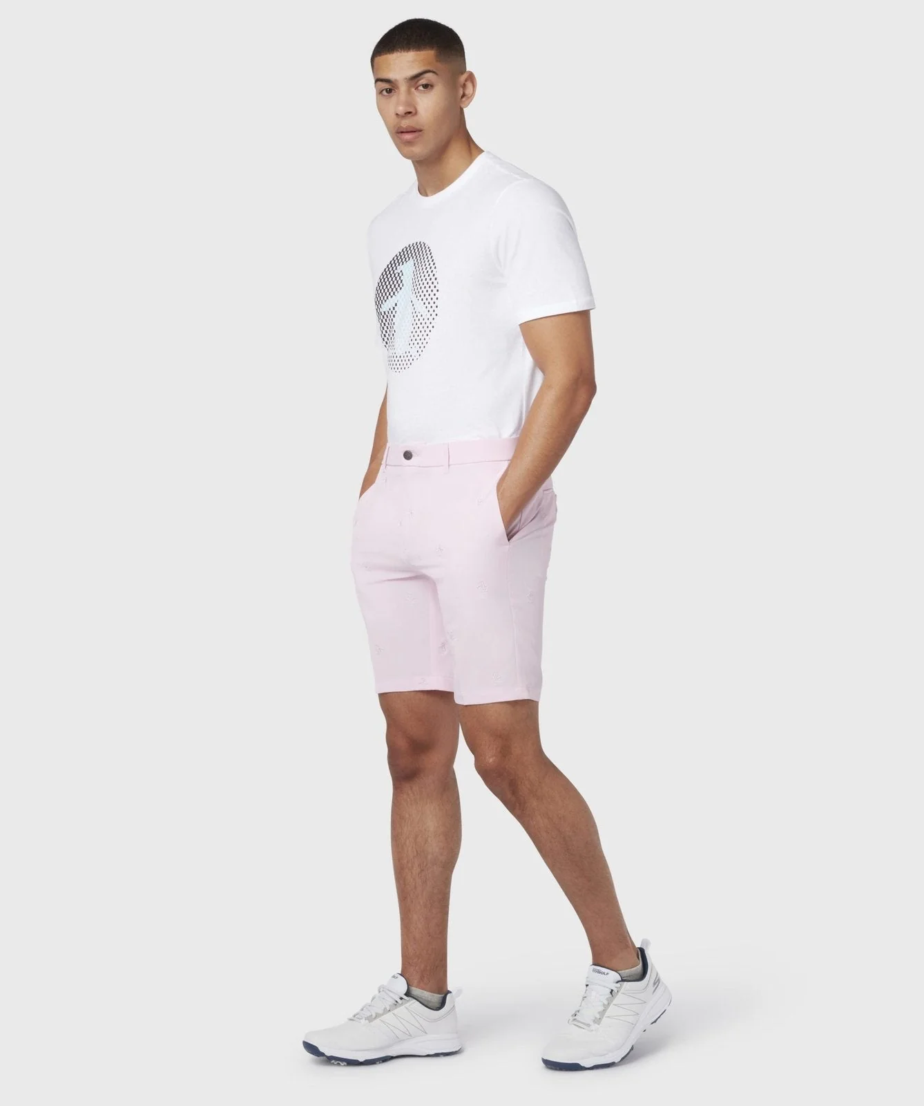 Original Penguin All-Over Embroidered Golf Shorts OGBSB083 - Image 4