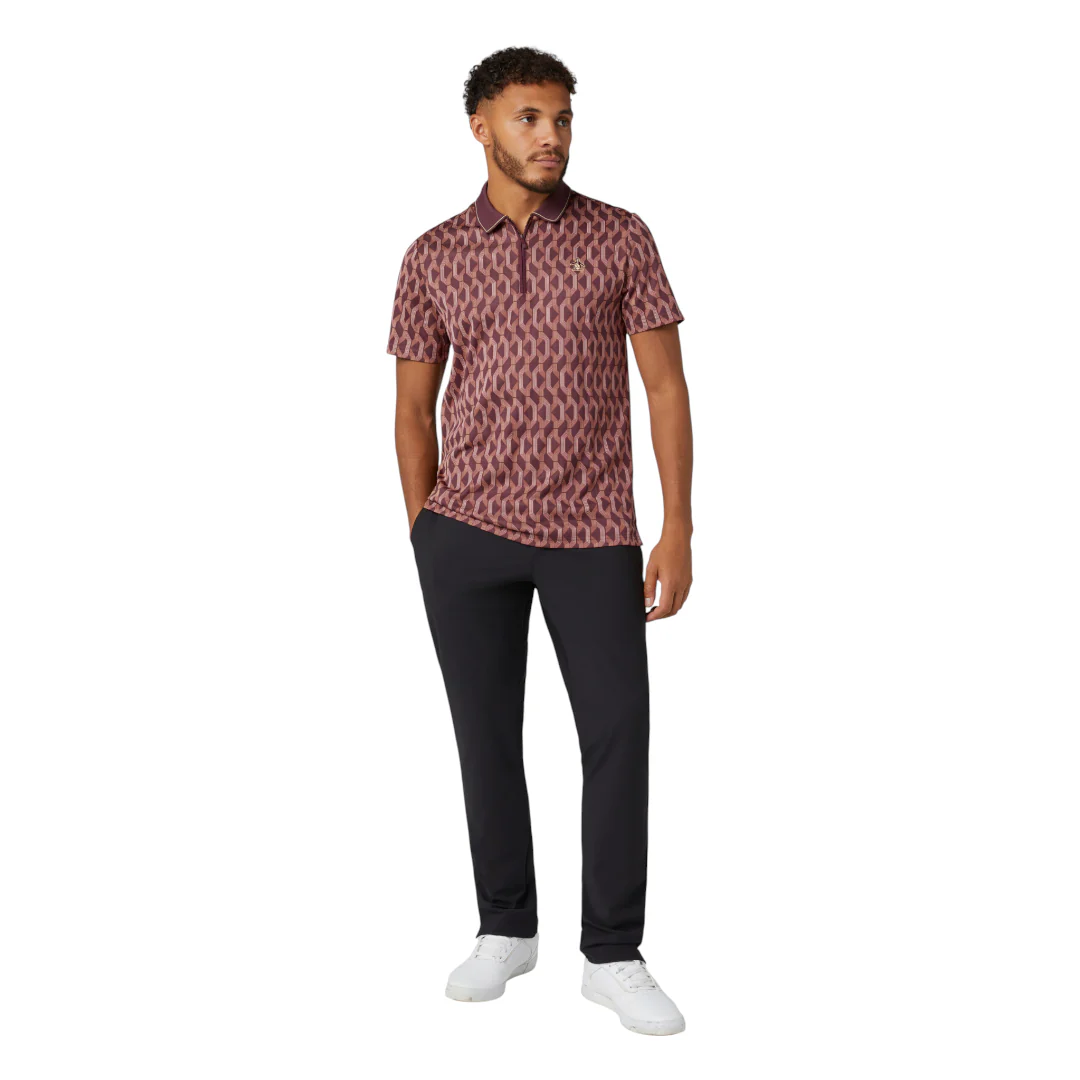 Original Penguin All Over Jacquard Colour Block Golf Polo OGKFF027 - Image 5