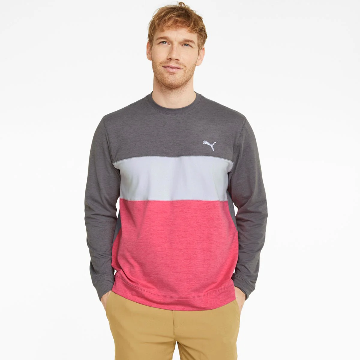 Puma Cloudspun Colourblock Crew Neck Golf Mid Layer 535458 - Image 3