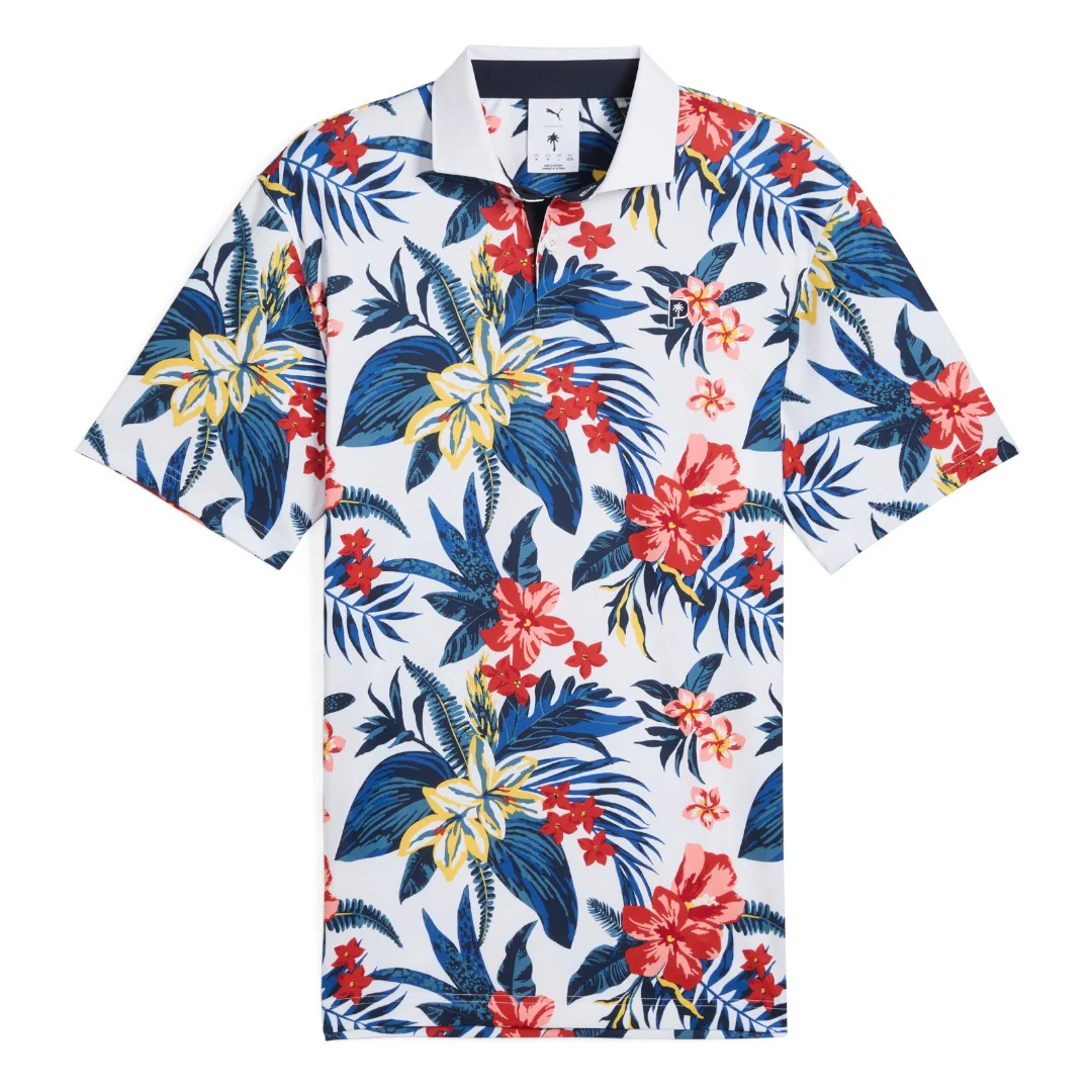 Puma x Palm Tree Crew Floral Golf Polo Shirt 629569 - Image 5