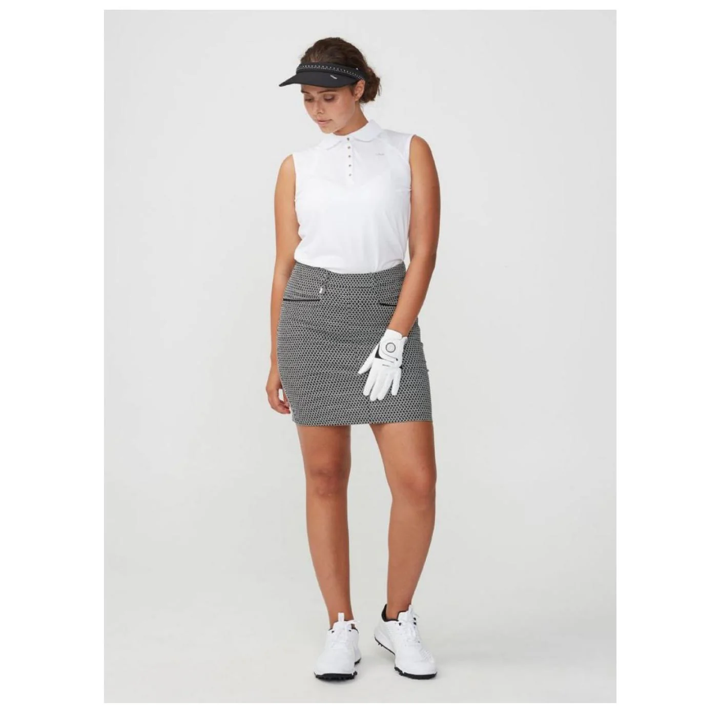 Rohnisch ladies Smooth Golf Skort 110183 black/white/check - Image 2