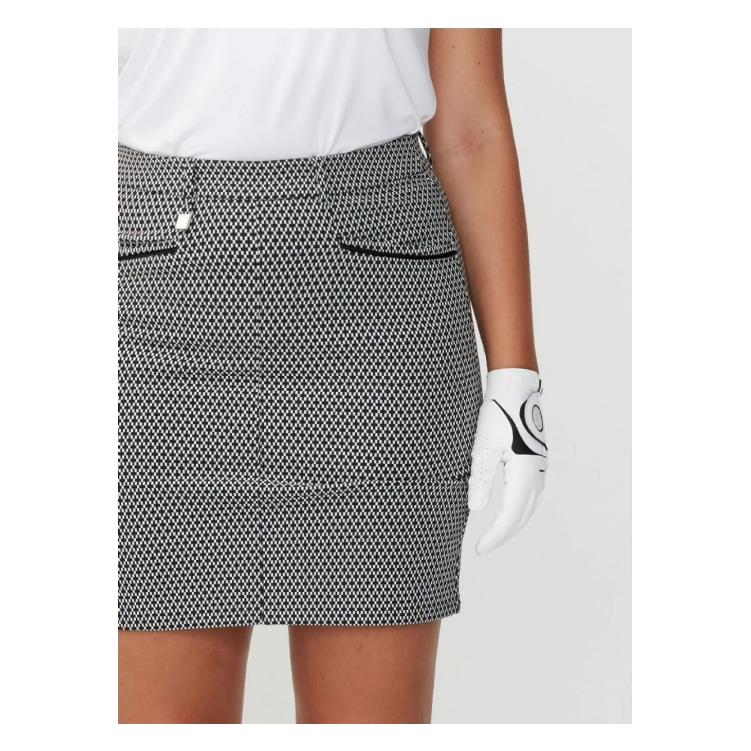 Rohnisch ladies Smooth Golf Skort 110183 black/white/check - Image 3