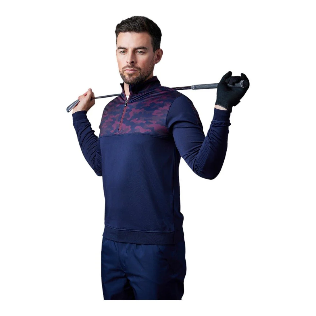 Sunderland Arizona Thermal Golf Mid Layer SUNMC87 - Navy/Mulberry - Image 3
